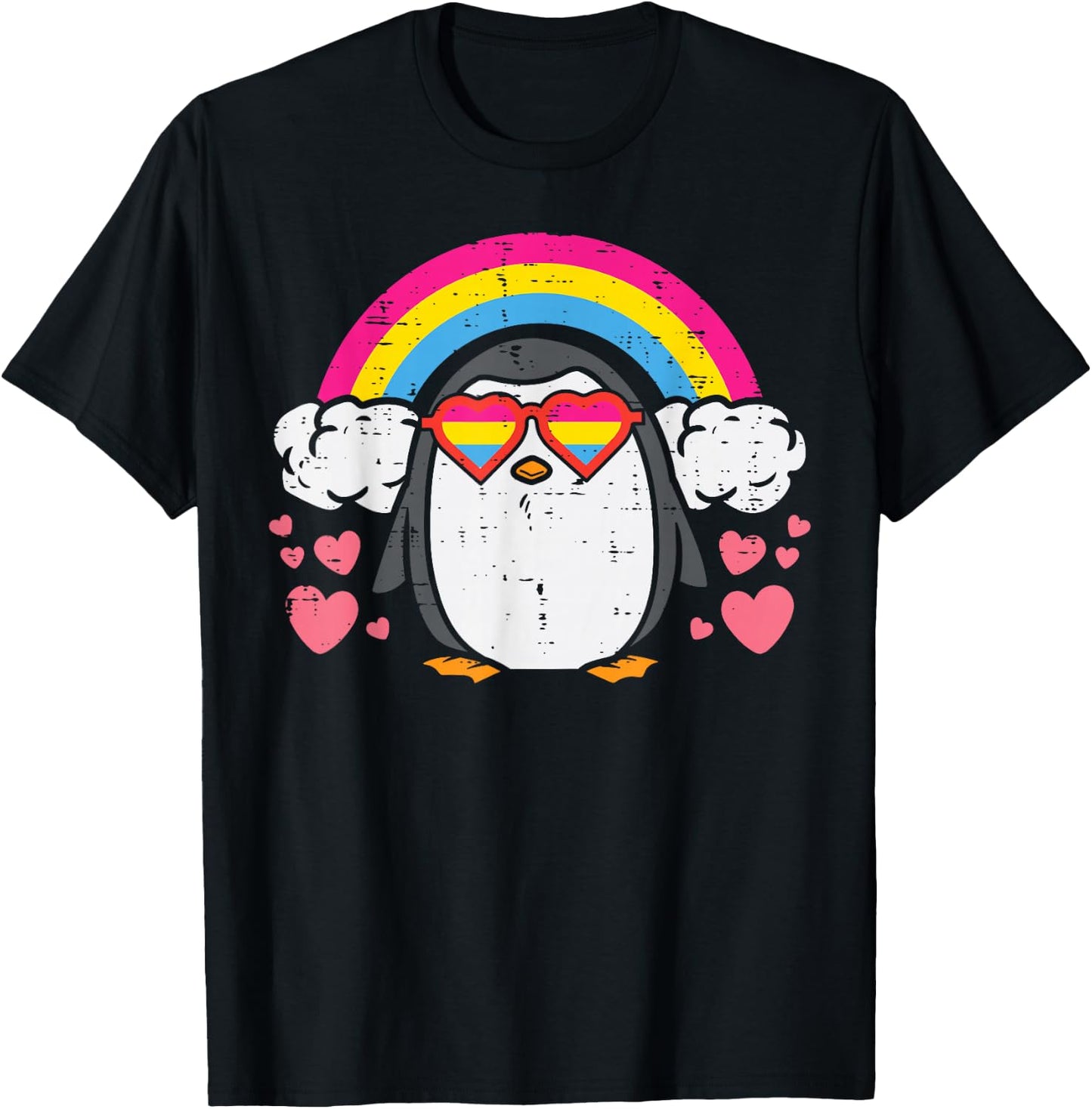 Penguin Pansexual Sunglasses Rainbow Pan Pride Men Women T-Shirt - T-Shirt | Black