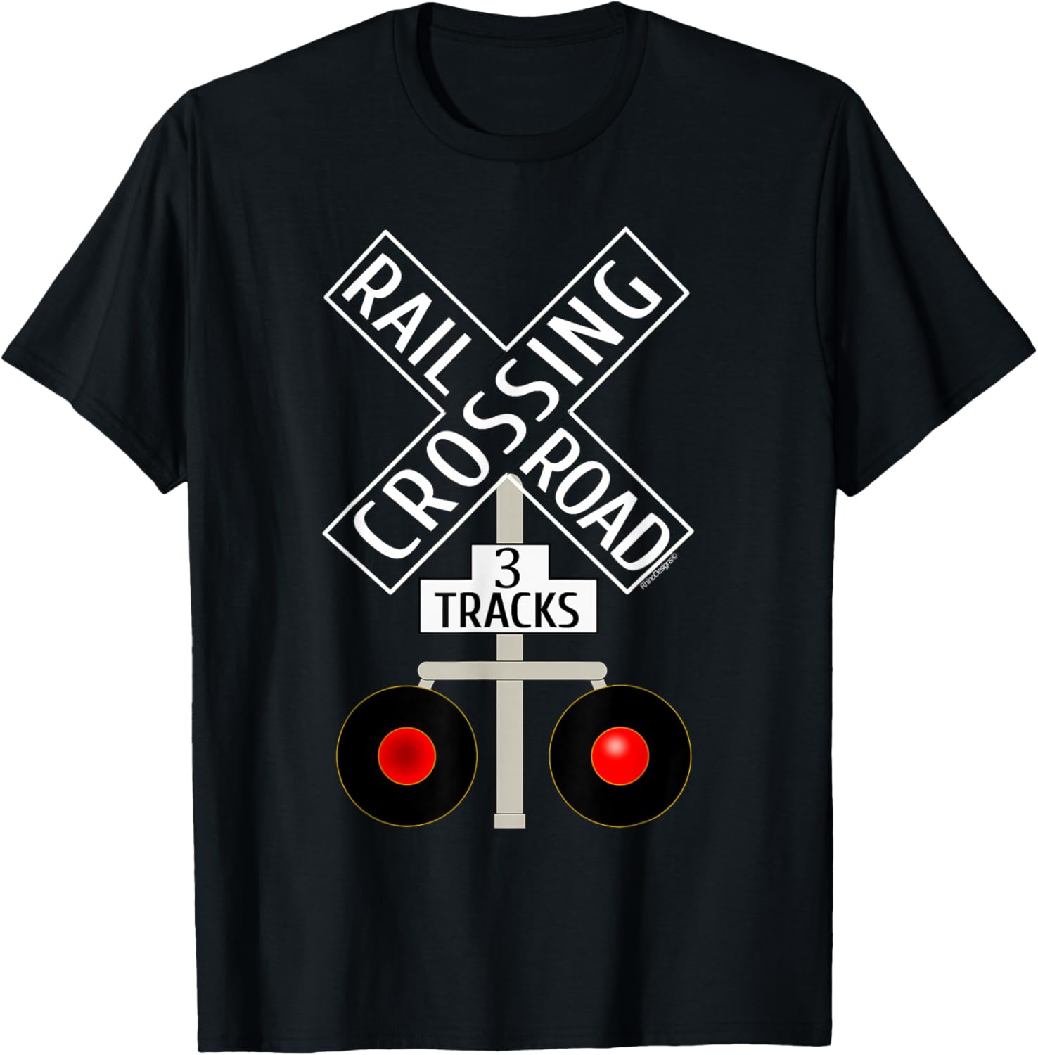 Train Railroad Crossing Lights tracks road sign T-Shirt - T-Shirt | Black