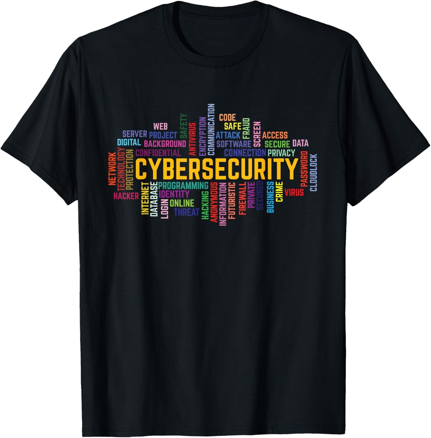 Cybersecurity Word Cloud Cyber Security Gift Cybersecurity T-Shirt - T-Shirt | Black