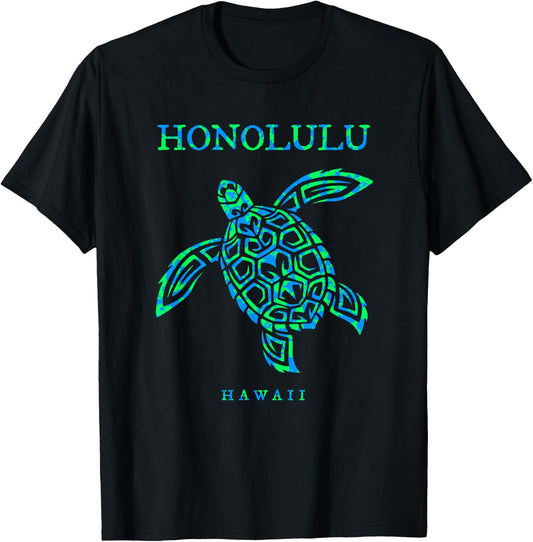 Honolulu Hawaii Sea Turtle Boys Girls Toddler Souvenir T-Shirt - T-Shirt | Black