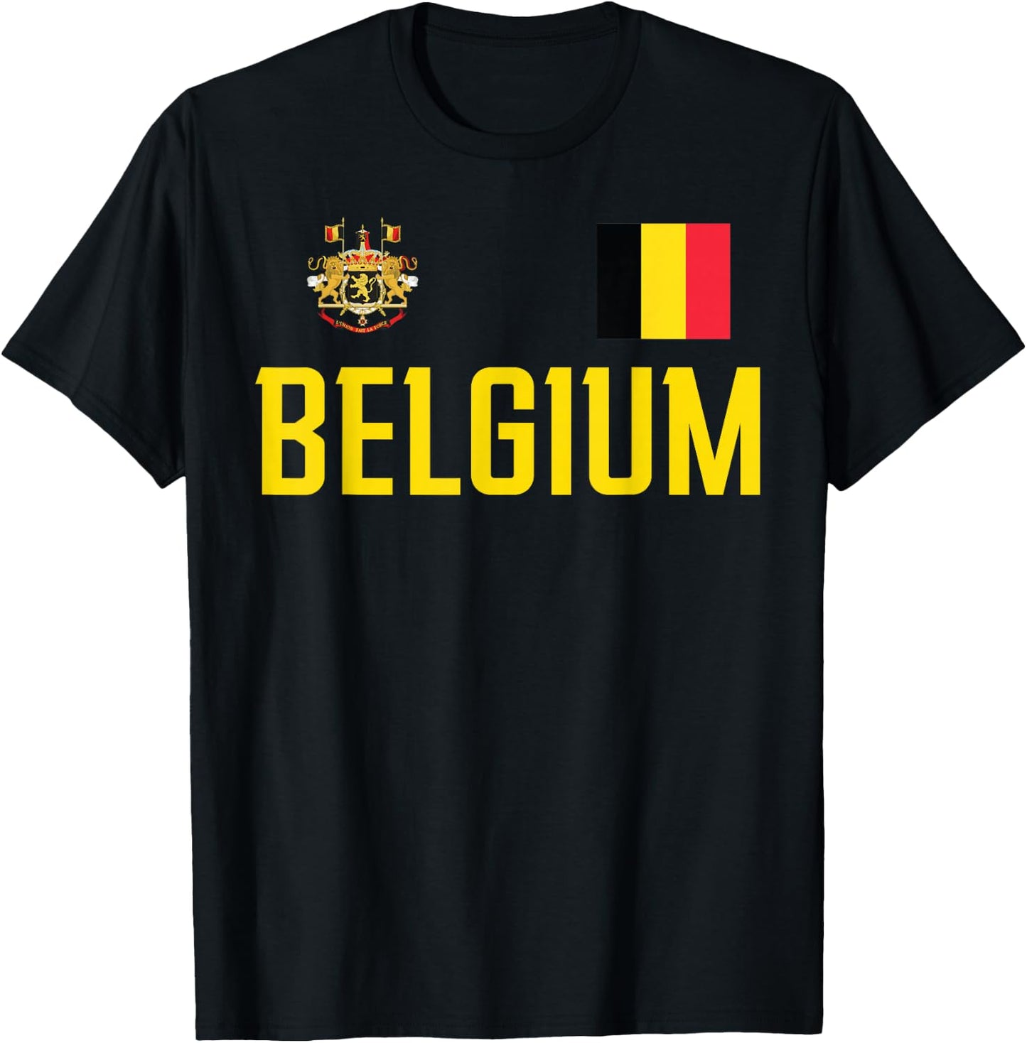Belgium Flag Belgie Football Soccer Fan Men Women Kids T-Shirt - T-Shirt | Black