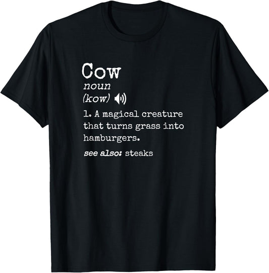 Grilling Beef Steak Lover Funny Cow Hamburger Definition T-Shirt - T-Shirt | Black