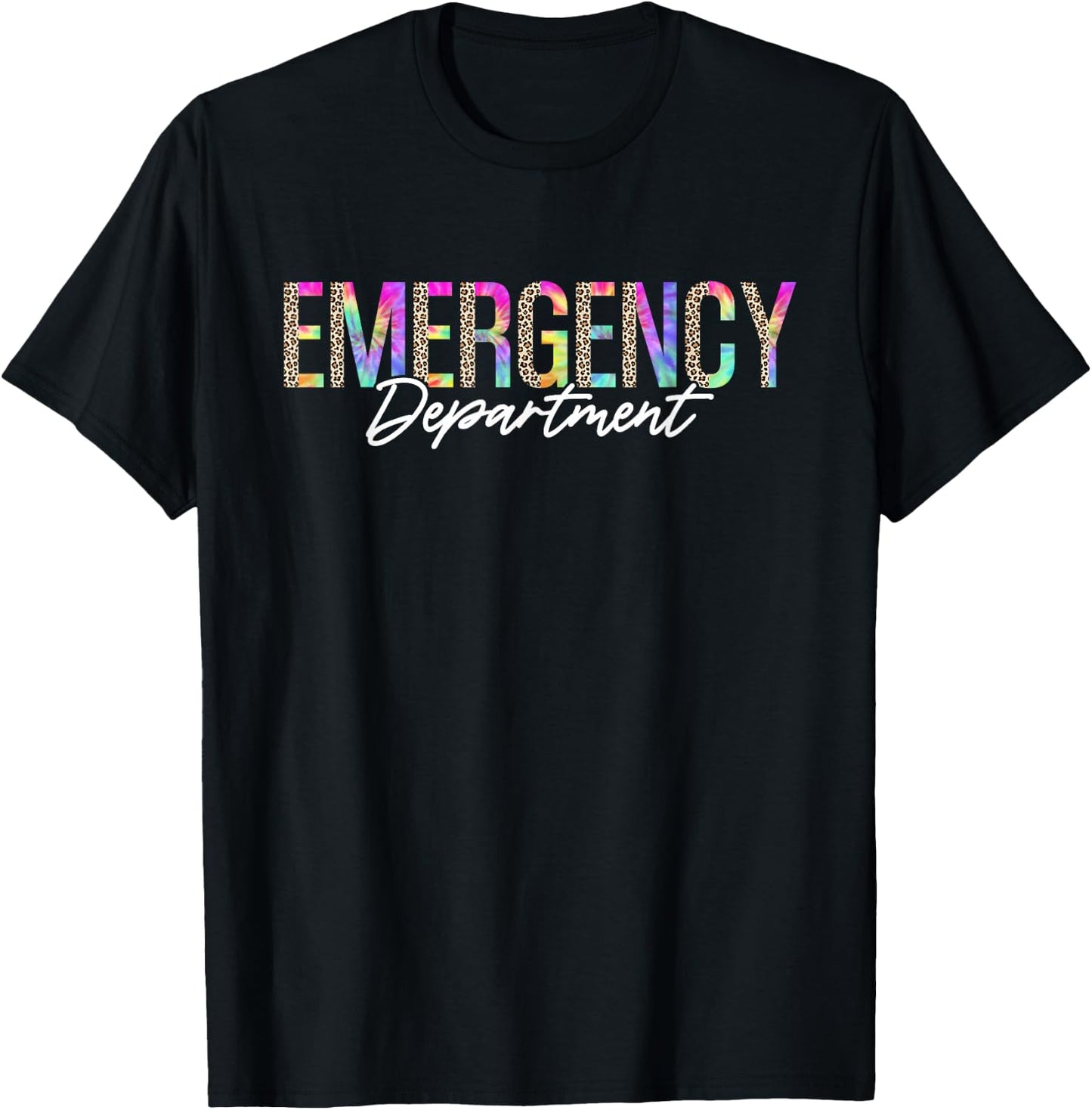 Emergency Department Emergency Room Nursing Leopard Tie Dye T-Shirt - T-Shirt | Black