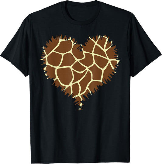 I Love Giraffes Cute Heart Giraffe Print , black T-Shirt - T-Shirt | Black