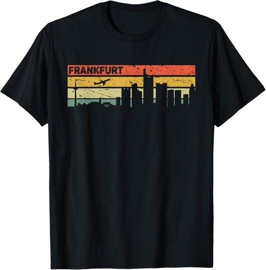 Frankfurt Vintage Skyline Retro Stadt Deutschland T-Shirt - T-Shirt | Black