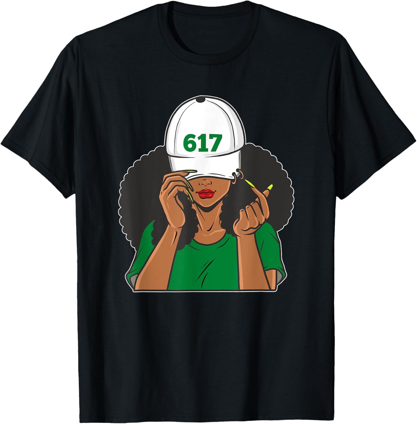 Boston 617 Area Code Black Woman T-Shirt - T-Shirt | Black