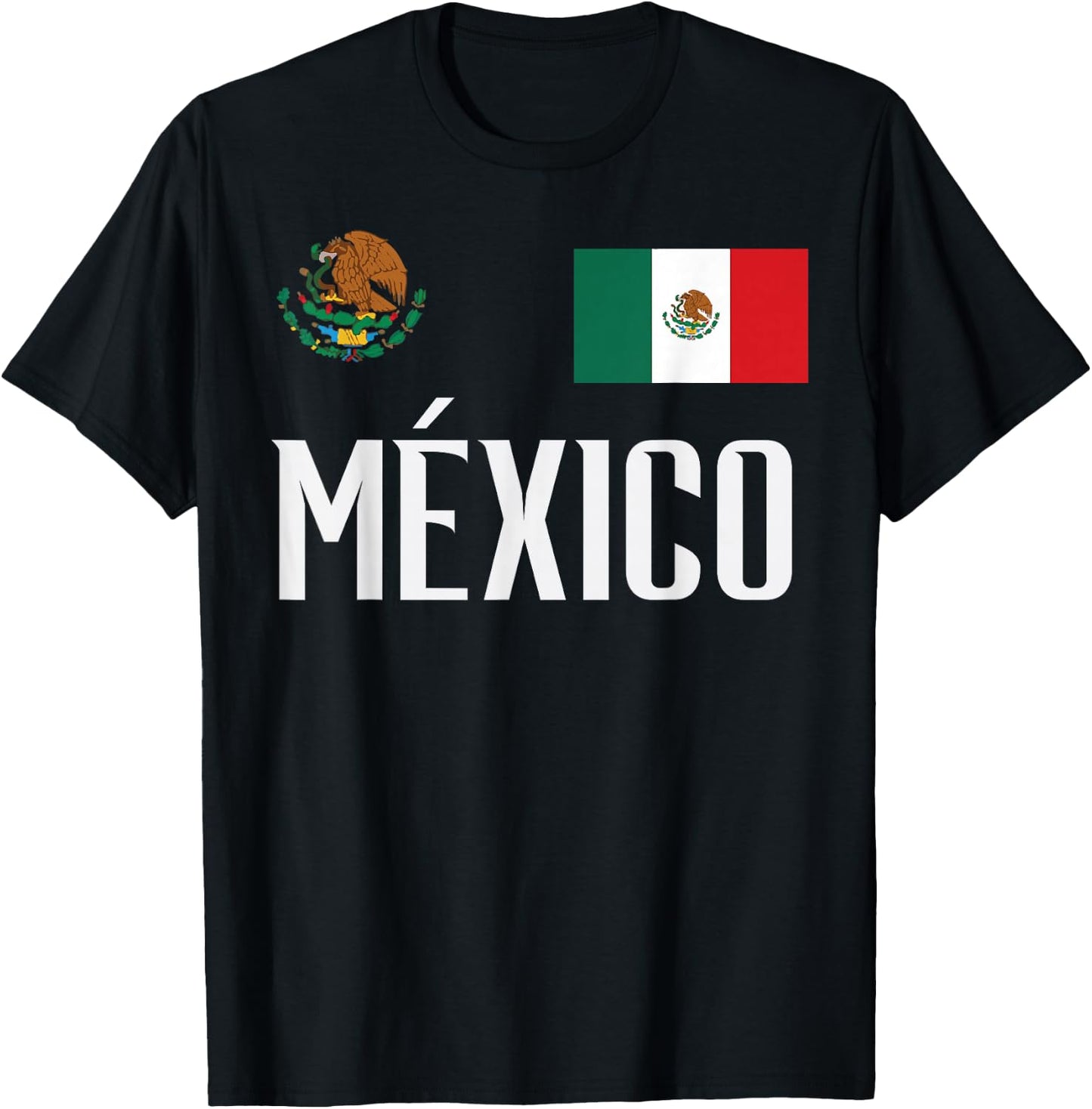 Mexico Flag Mexican Football Soccer Fan Men Women Kids T-Shirt - T-Shirt | Black