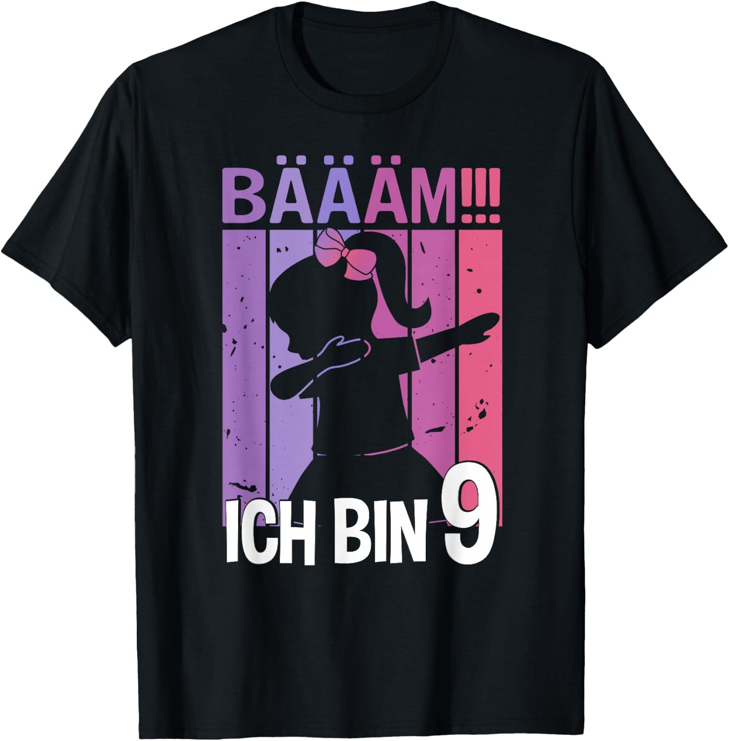 Girls' with German Text "Tanzen Bääm Ich Bin 9 Jahre Dab" [German T-Shirt - T-Shirt | Black