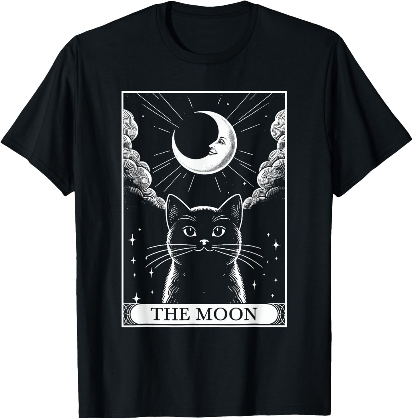 Tarot Card Vintage Crescent Moon Black Cat Mom Cat Lovers Men Women Kids T-Shirt - T-Shirt | Black