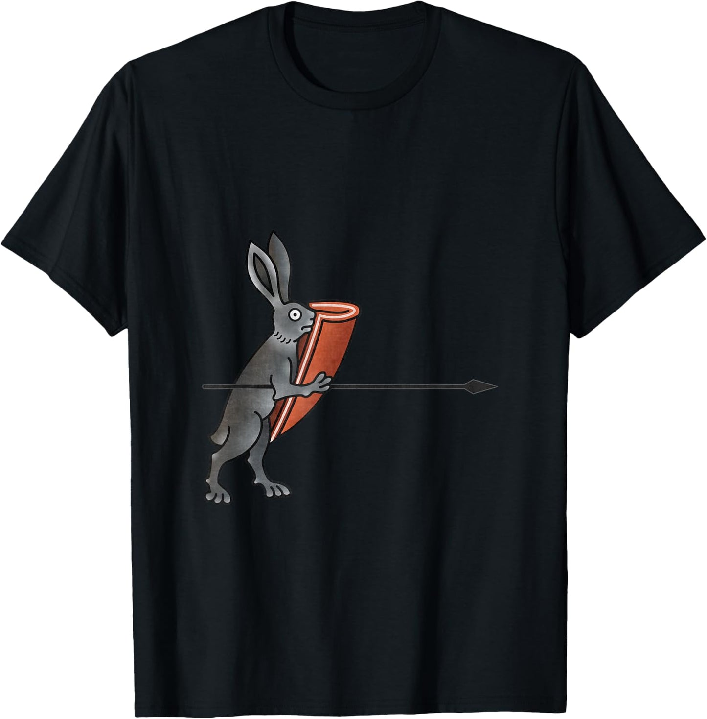 Guardian Rabbit Warrior - Medieval Marginalia - MargiKnights T-Shirt - T-Shirt | Black