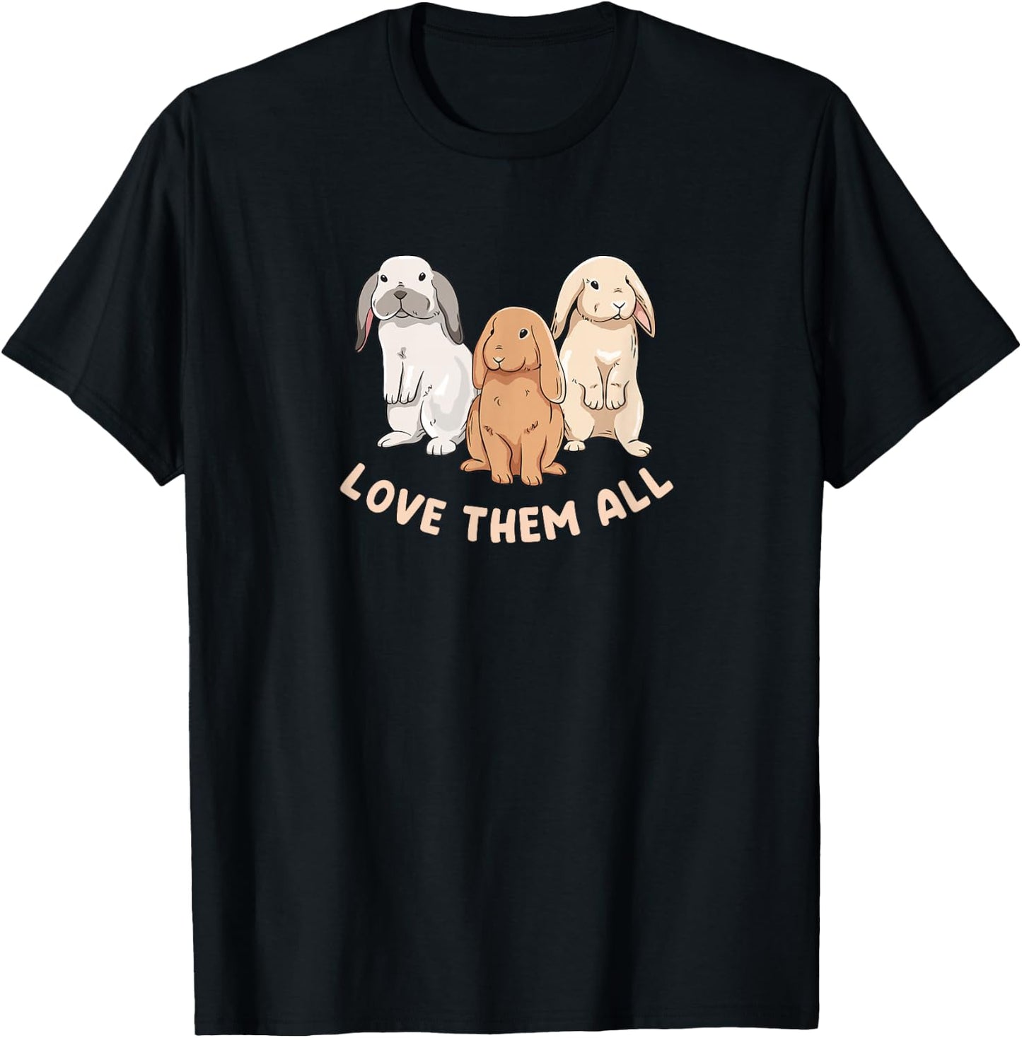3 Cute Lop Bunnies Love Design for Bunny Owners T-Shirt - T-Shirt | Black