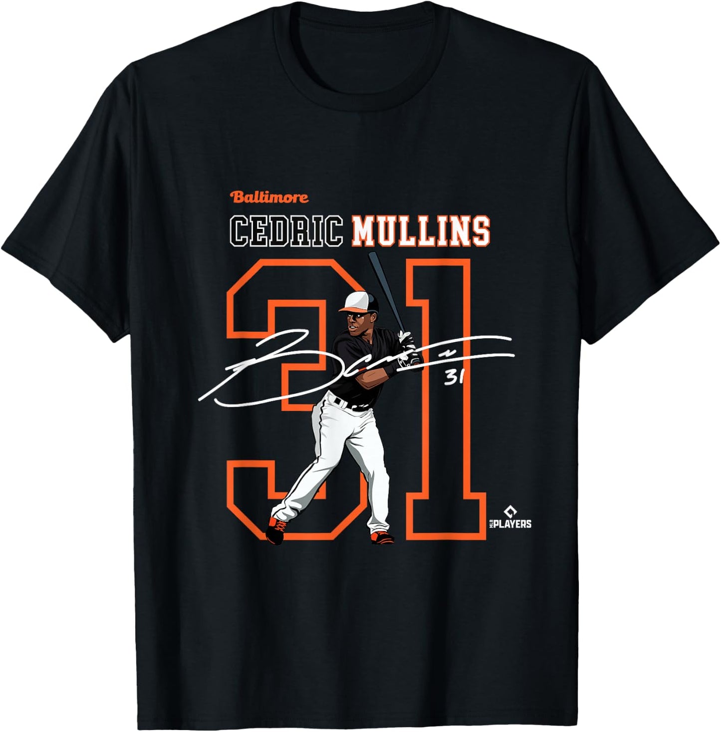 Cedric Mullins | Baltimore Baseball Players | MLBCMS3004 T-Shirt - T-Shirt | Black