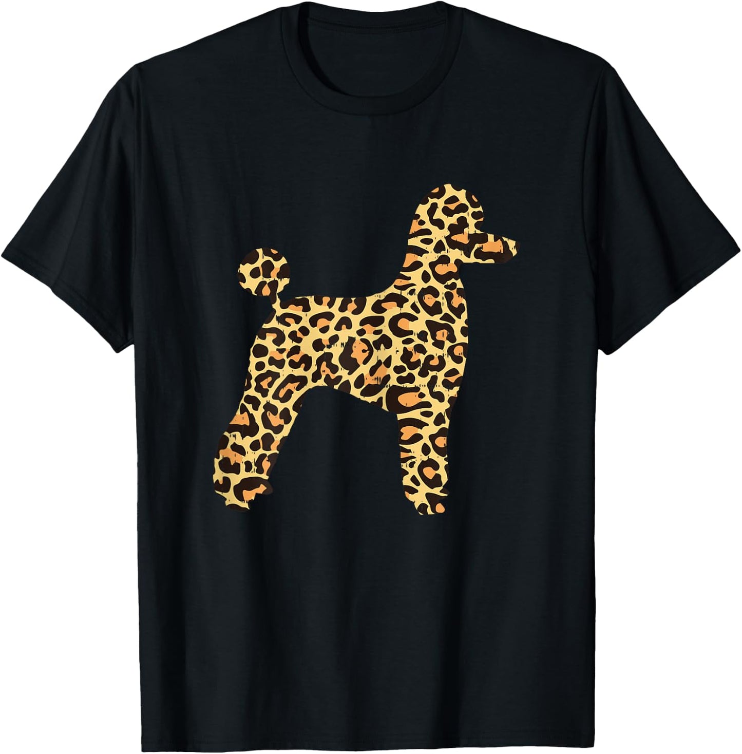 Leopard Print Poodle Pet Dog Owner Lover Girls Women Gift T-Shirt - T-Shirt | Black