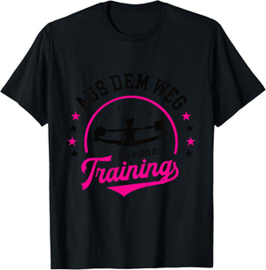 Cheerleading Cheerdance with German Text "Aus dem Weg ich muss zum Training" [German, White T-Shirt - T-Shirt | Black