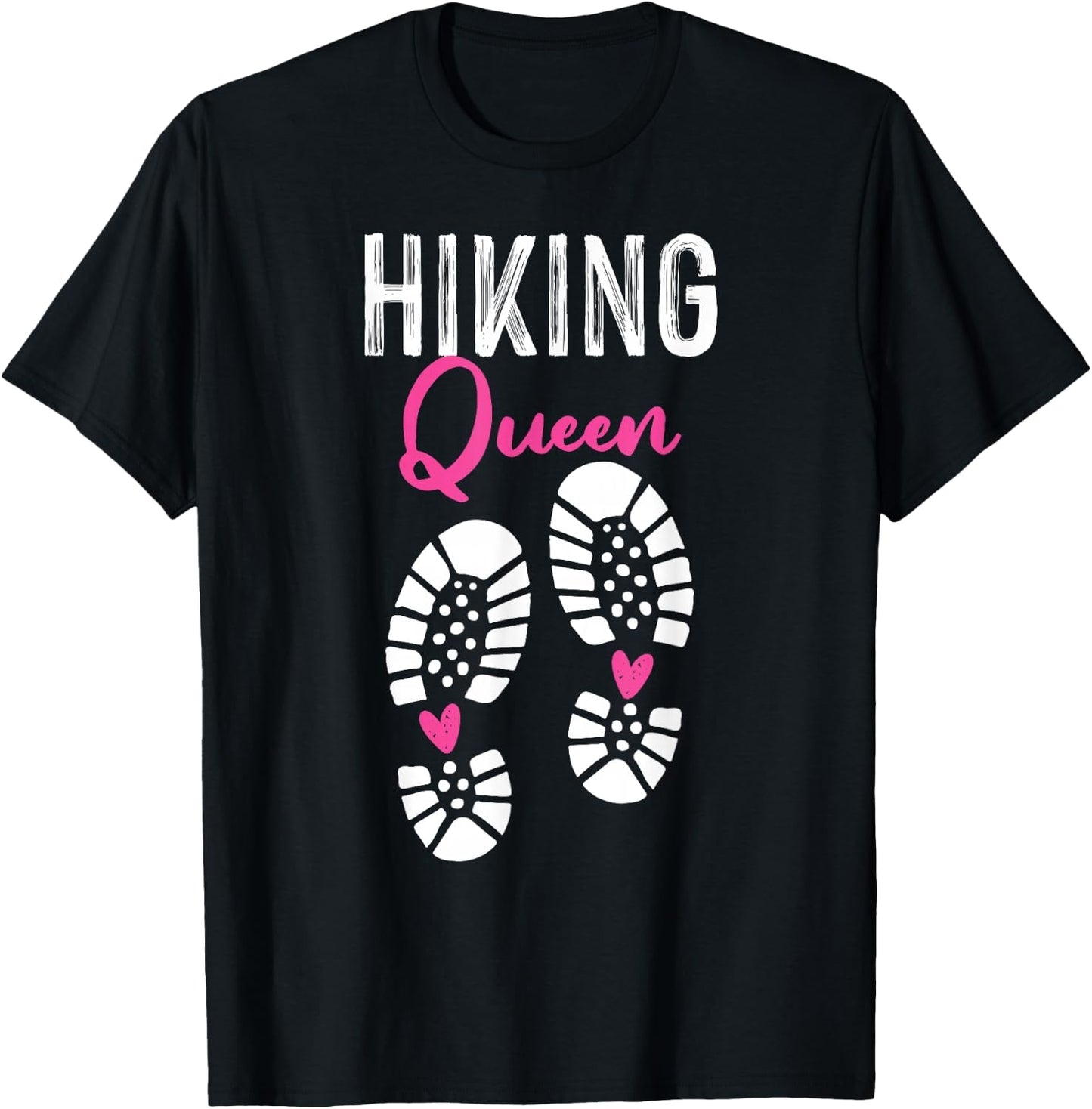 Funny Female Pink Hiker Hiking Queen Heart T-Shirt - T-Shirt | Black