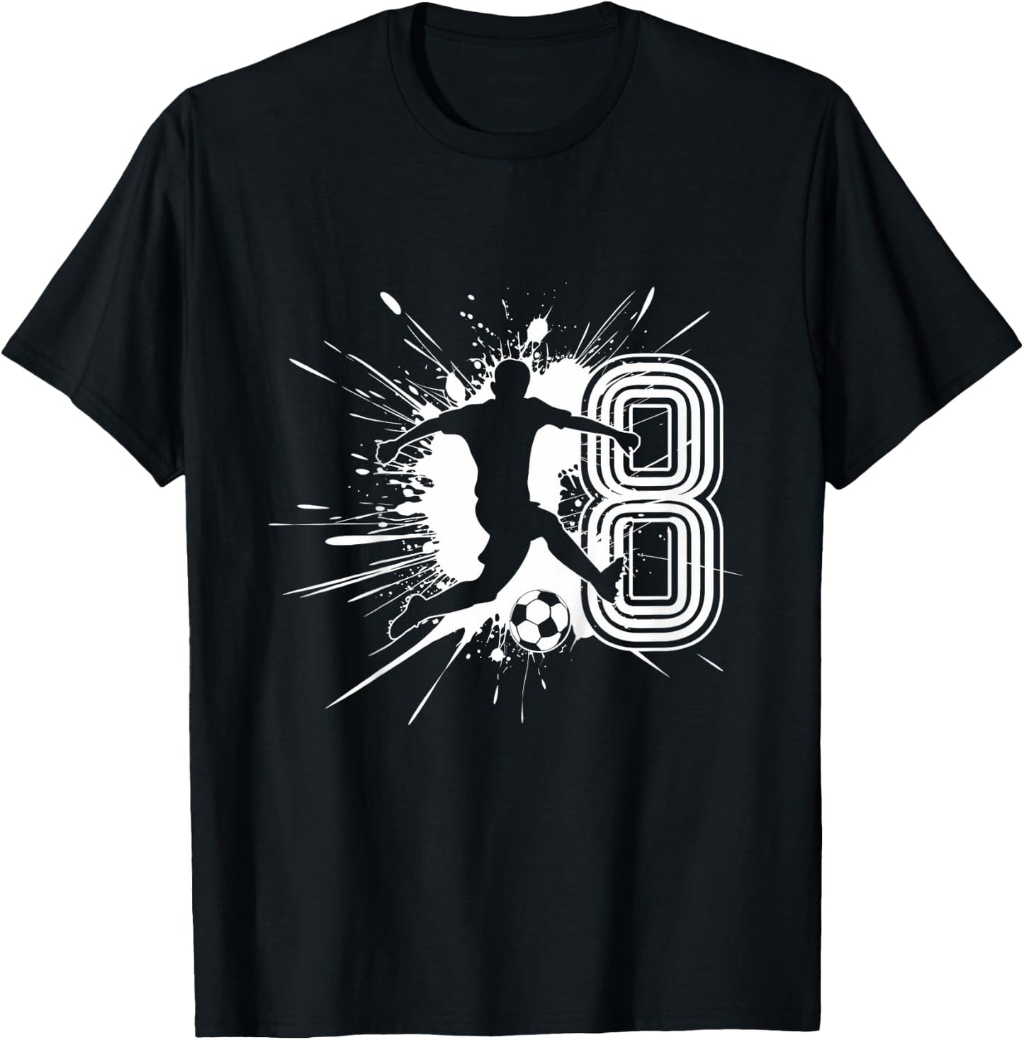 Kinder 8. Geburtstag Junge 8 Jahre Fussballer Fussball Geburtstags T-Shirt - T-Shirt | Black
