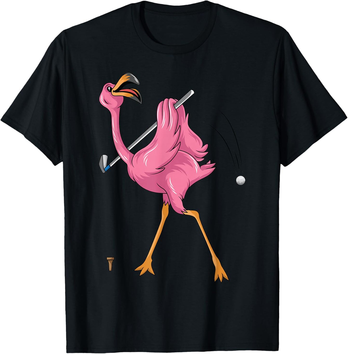 Funny Flamingo Golfing Flamingo Golf Flamingo Playing Golf T-Shirt - T-Shirt | Black