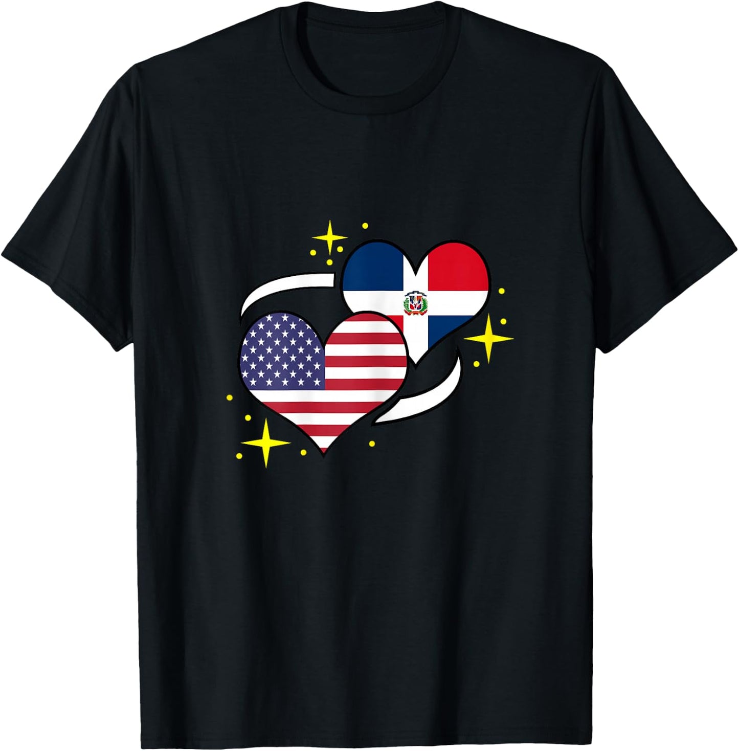Dominican Republic American Flag Heart Dominican Women T-Shirt - T-Shirt | Black