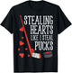 Stealing Hearts Like I Steal Pucks Valentines Day Ice Hockey T-Shirt - T-Shirt | Black