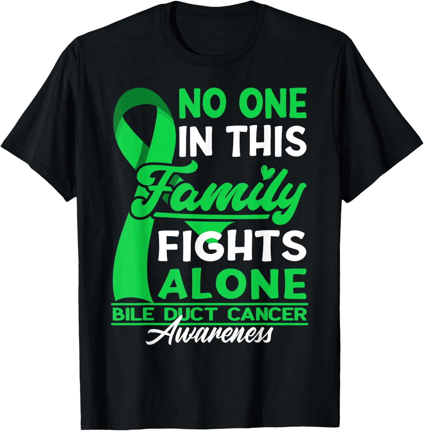 No One In This Family Fights Alone I Bile Duct Cancer T-Shirt - T-Shirt | Black