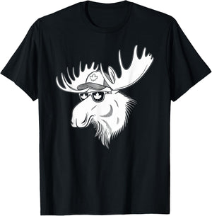 Canada Day Canadian Flag Maple Leaf Moose Sunglasses Funny T-Shirt - T-Shirt | Black