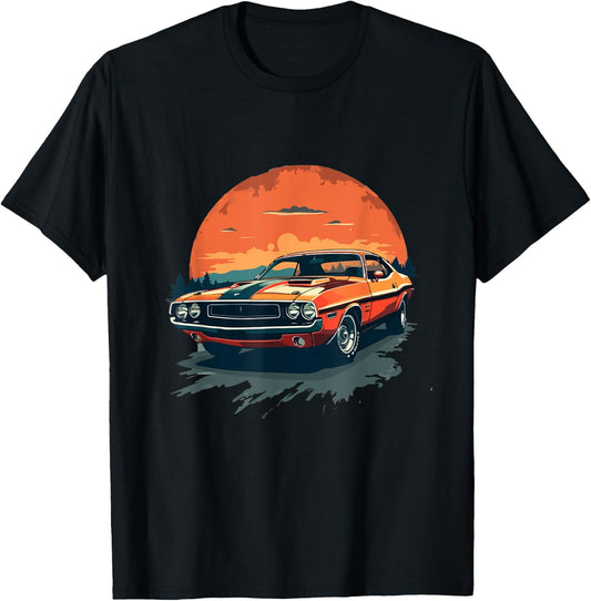 Classic Car , Retro Car , Musclecar Car , black T-Shirt - T-Shirt | Black