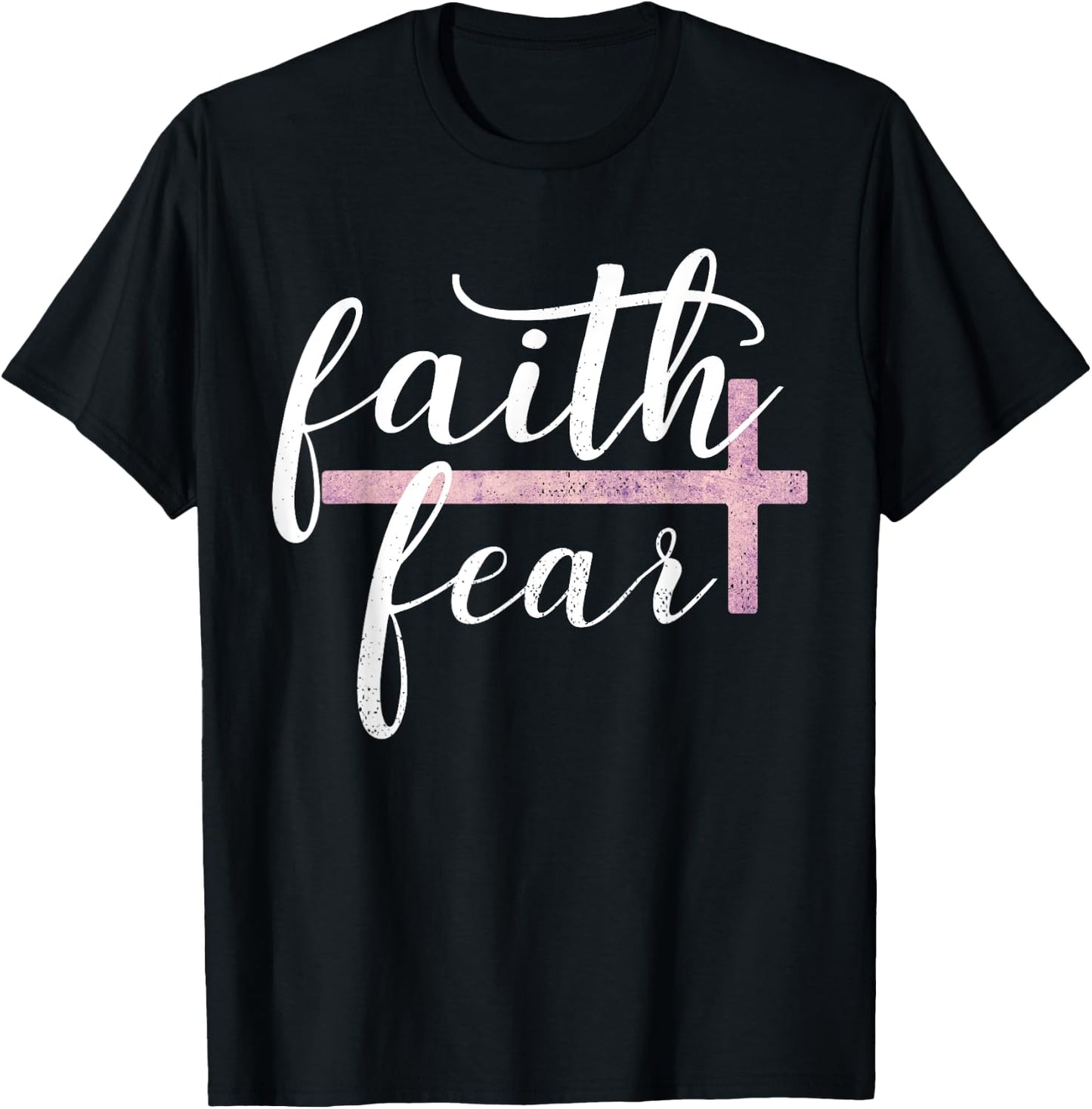 Faith Over Fear Inspirational Christian Gift Bible Quote T-Shirt - T-Shirt | Black