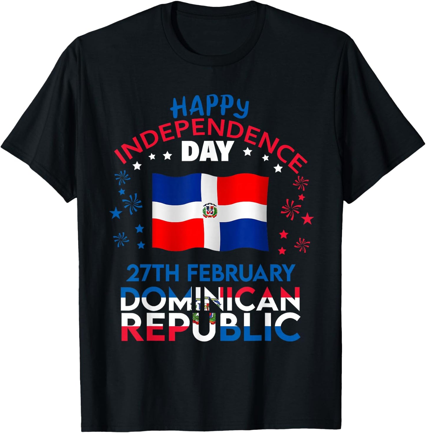 Dominican Republic 182nd Independence Day Dominican Flag T-Shirt - T-Shirt | Black