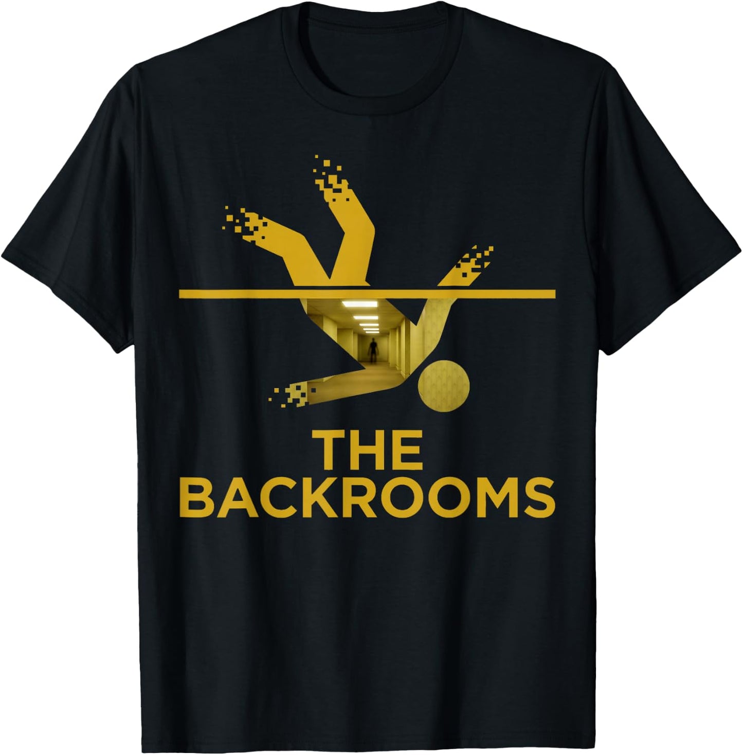Falling Into The Backrooms Liminal Hallway T-Shirt - T-Shirt | Black