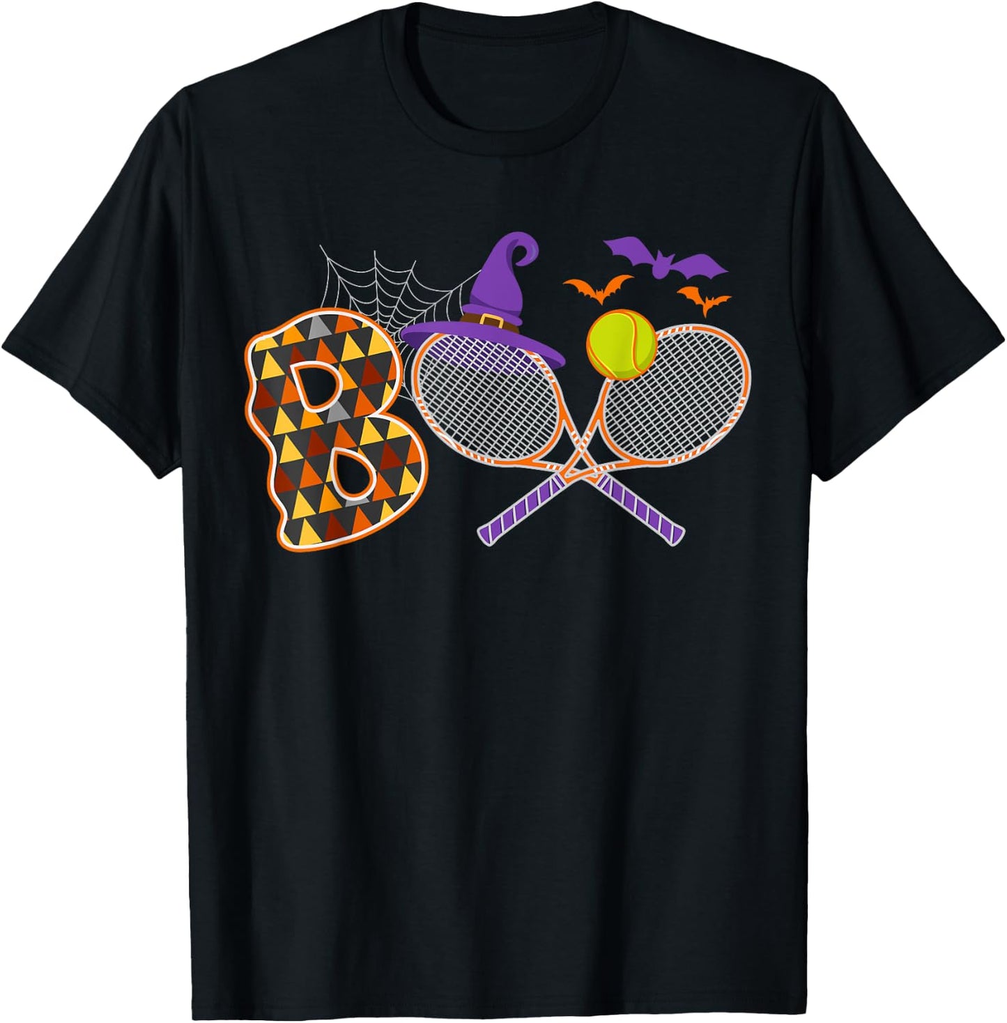 Boo Creepy Tennis Halloween Pumpkin Tennis Ball Costume T-Shirt - T-Shirt | Black
