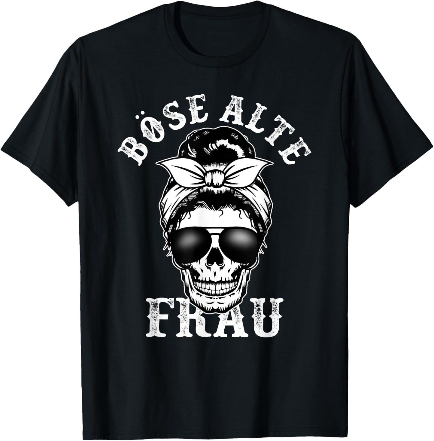 Böse Alte Frau unordentlicher Brötchenschädel T-Shirt - T-Shirt | Black