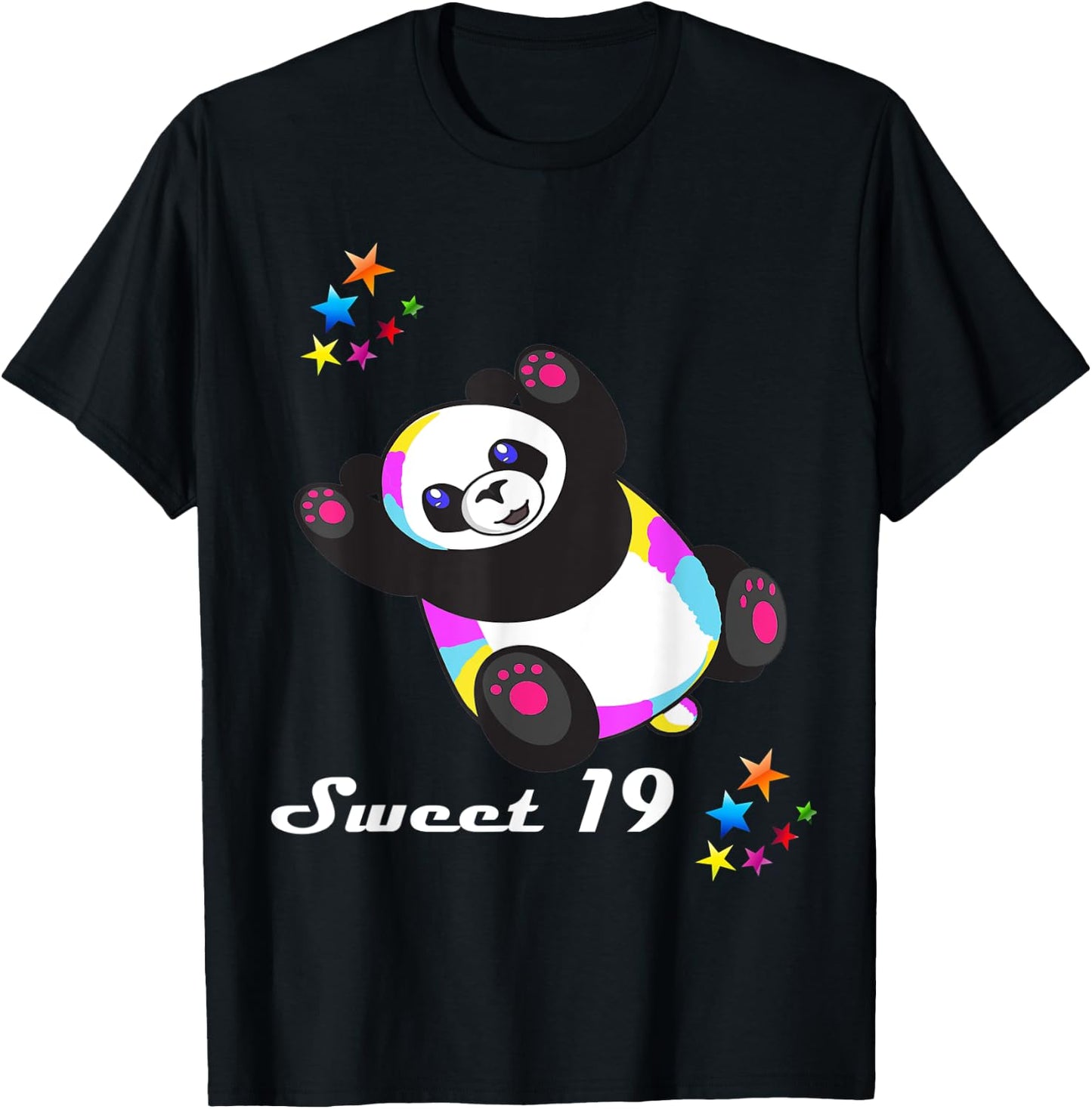Geschenk zum 19. Geburtstag für Frauen und Mädchen, lustiger süßer Panda T-Shirt - T-Shirt | Black