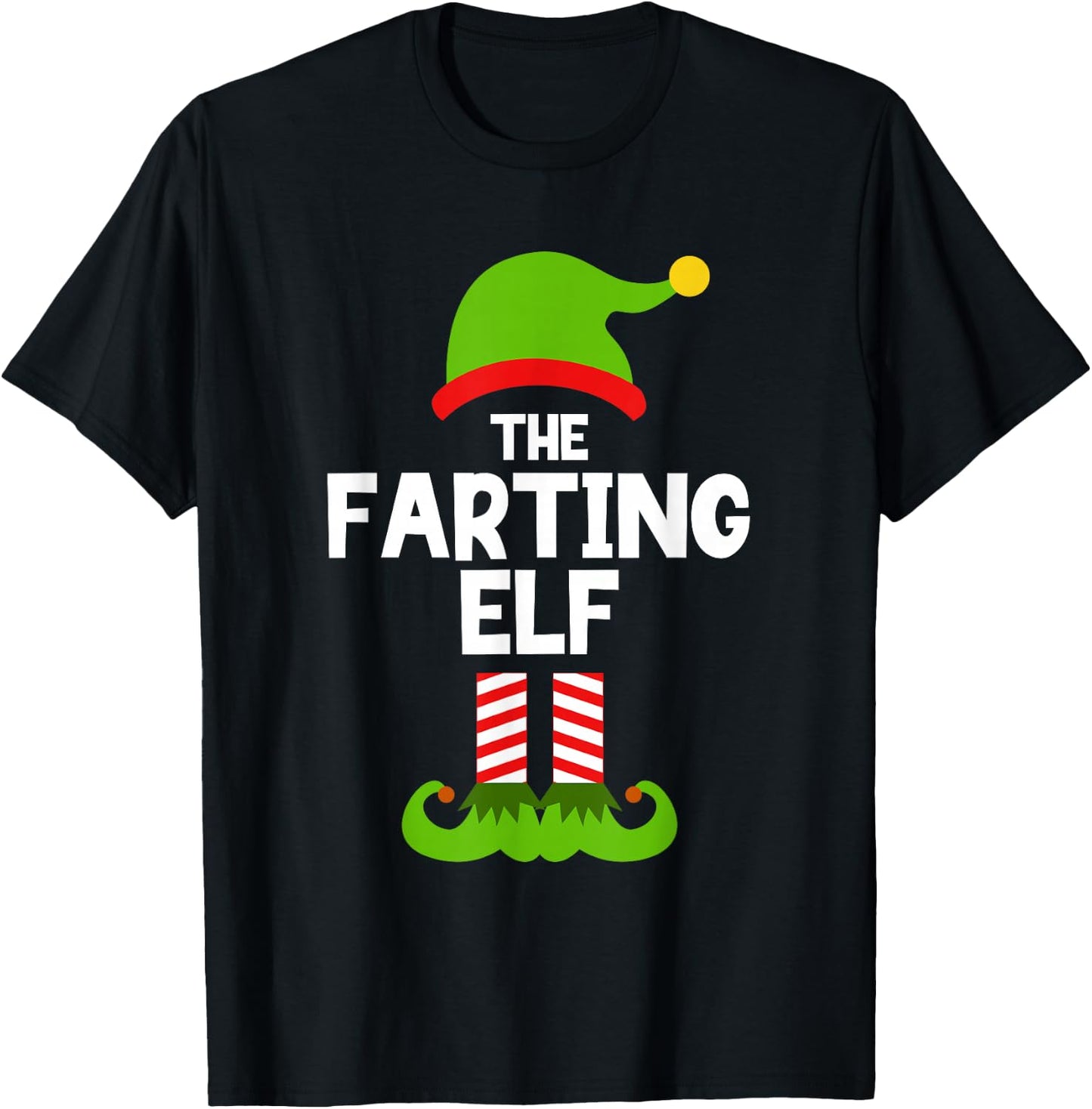 Funny The Farting Elf Christmas Family Party Pajama Fart T-Shirt - T-Shirt | Black