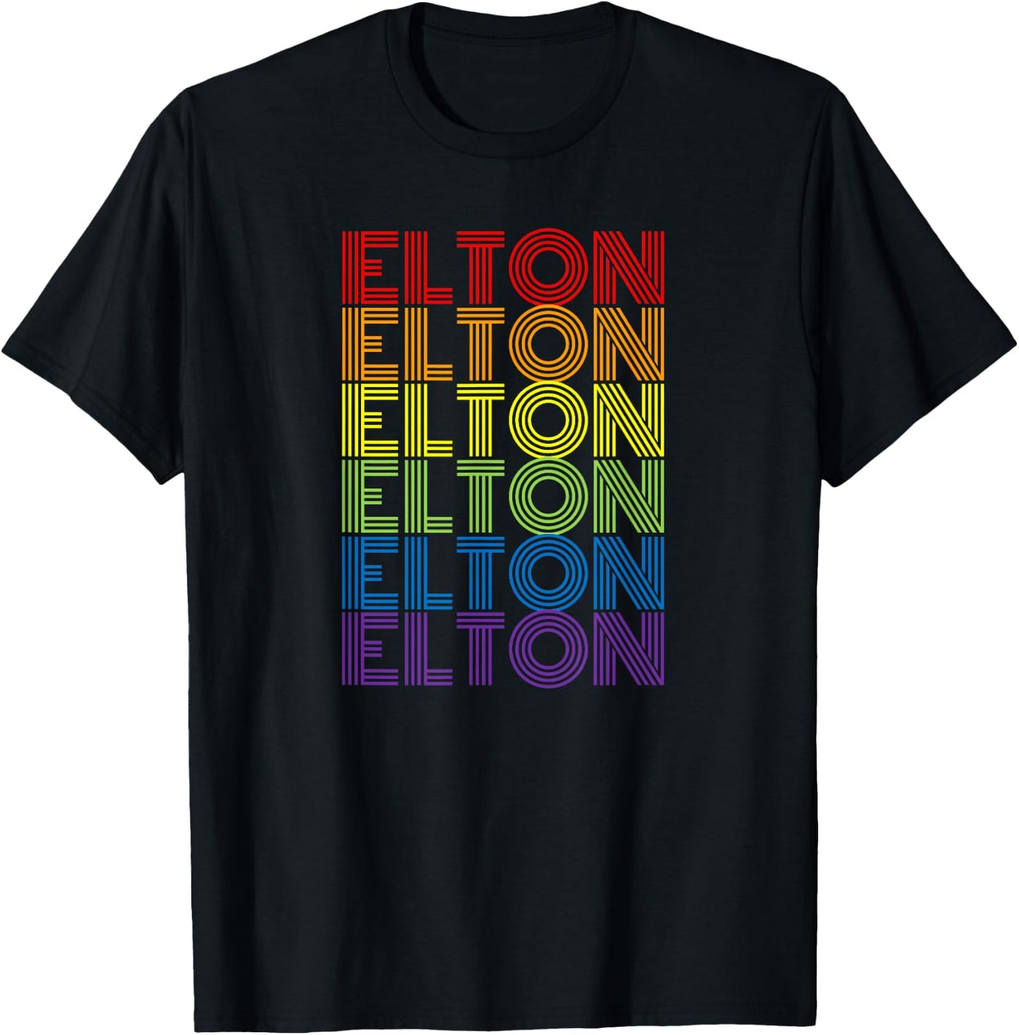 Retro Style Elton Rainbow T-Shirt - T-Shirt | Black