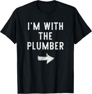 I’m with The Plumber Funny Halloween Couple Costume T-Shirt - T-Shirt | Black
