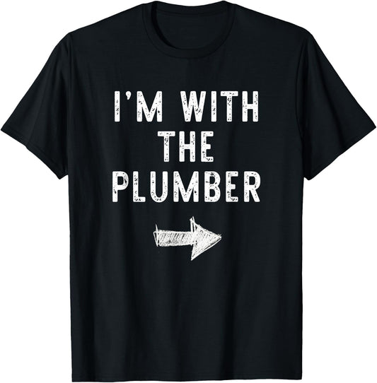 I’m with The Plumber Funny Halloween Couple Costume T-Shirt - T-Shirt | Black