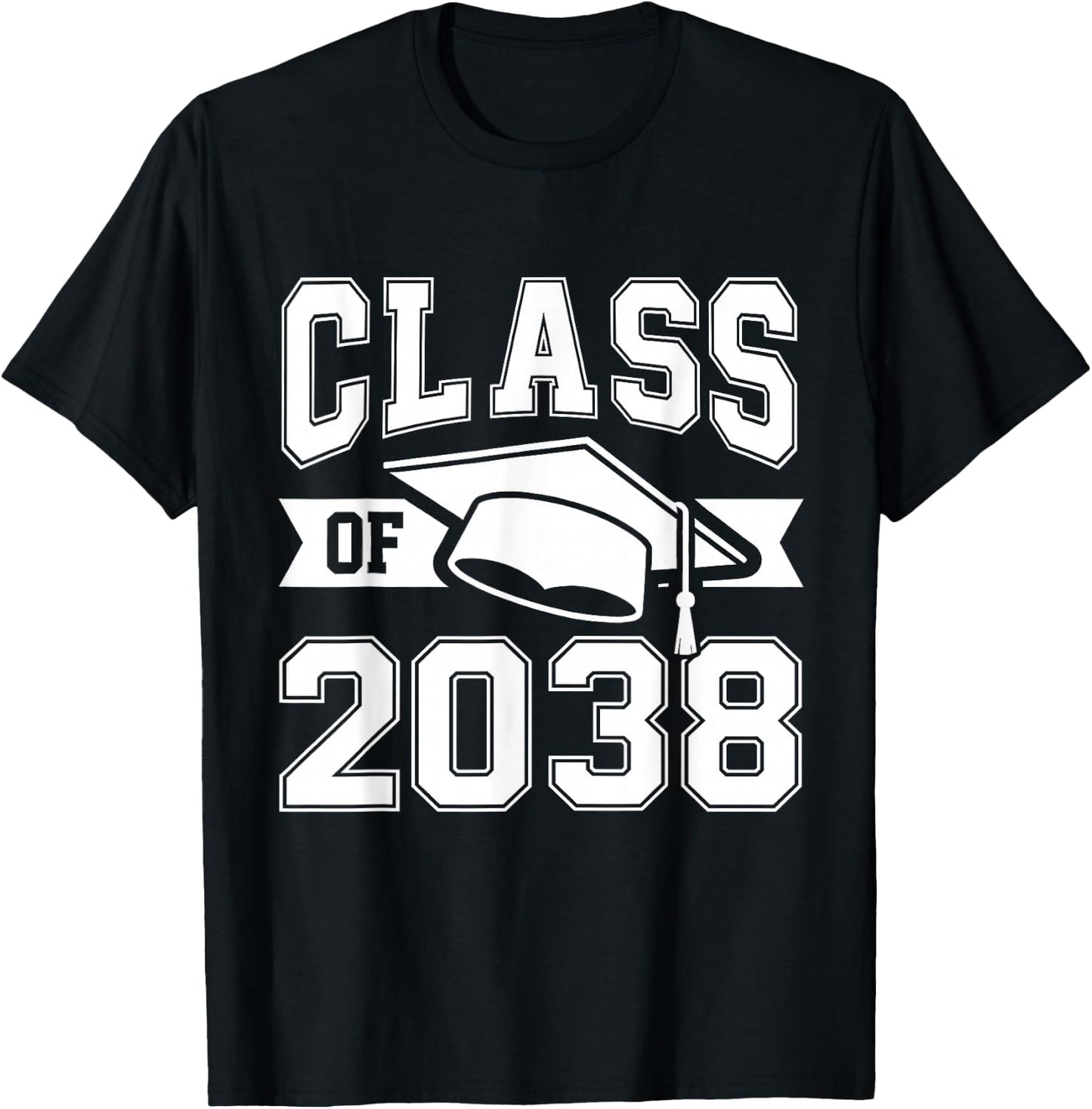 Class of 2038 Grow with me Boys Girls Kids Graduation 2038 T-Shirt - T-Shirt | Black