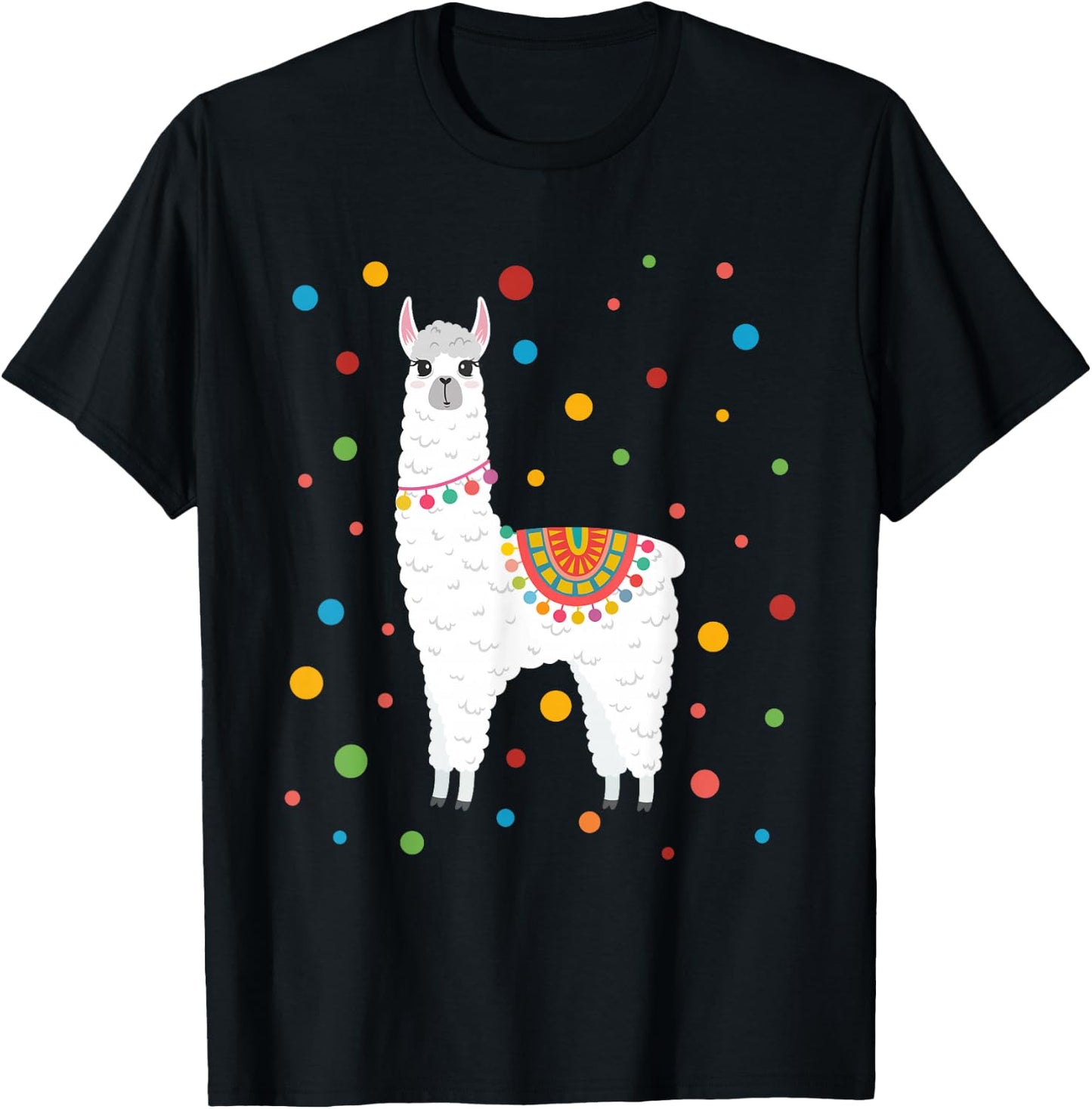 Dot Day Shirt Polka Dots Dotted Llama Kid Girls Youth T-Shirt - T-Shirt | Black