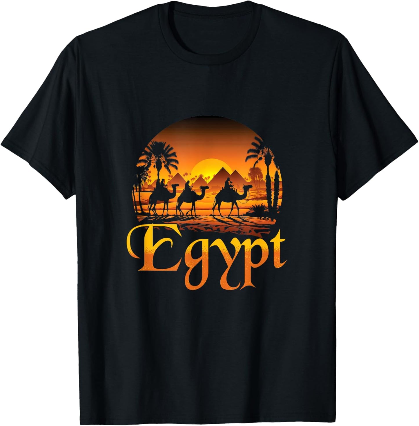 Egypt Camels | The Pyramids Of Cheops | Egyptian T-Shirt - T-Shirt | Black