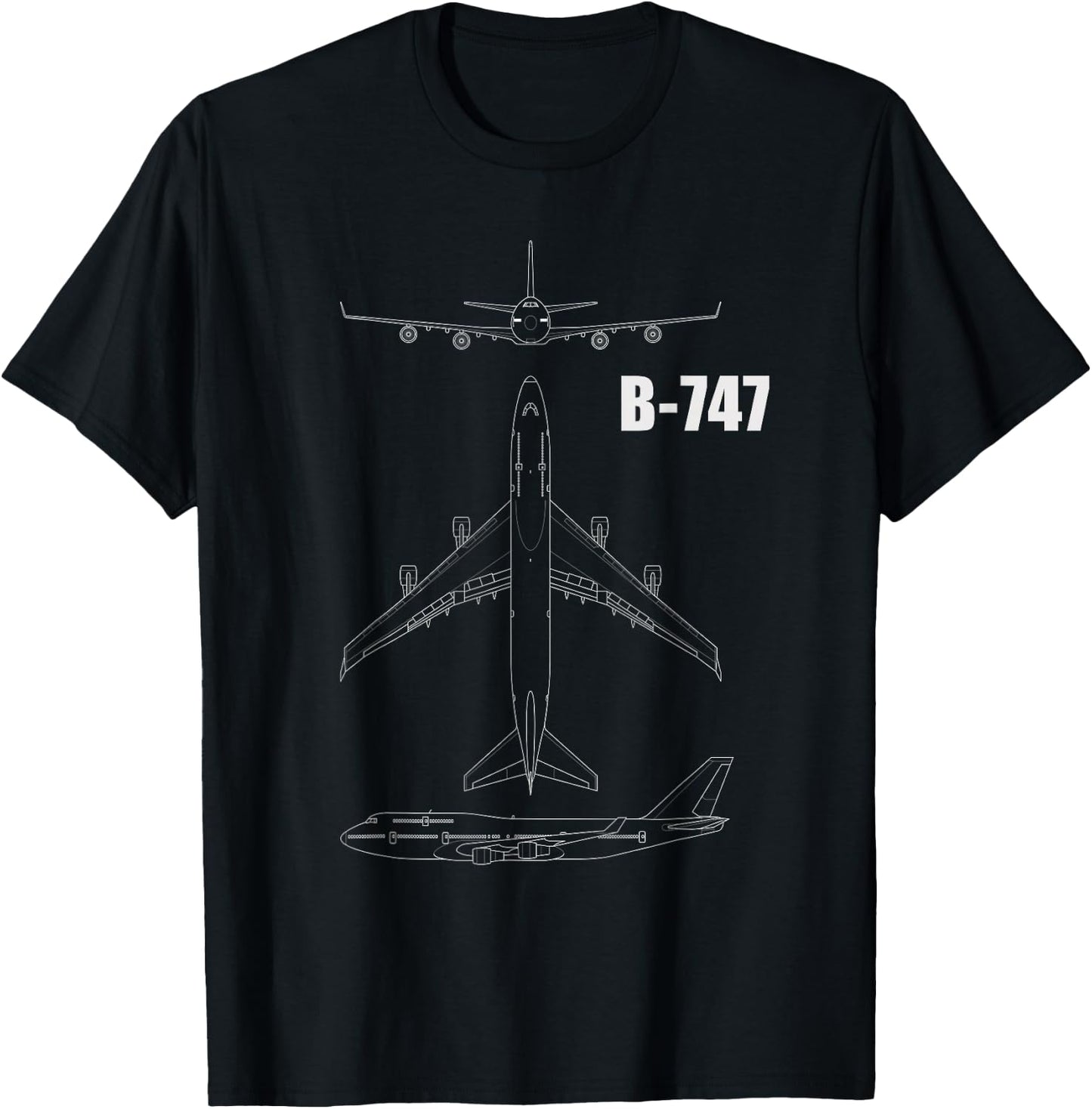 B-747 Aeroplane Design , black T-Shirt - T-Shirt | Black