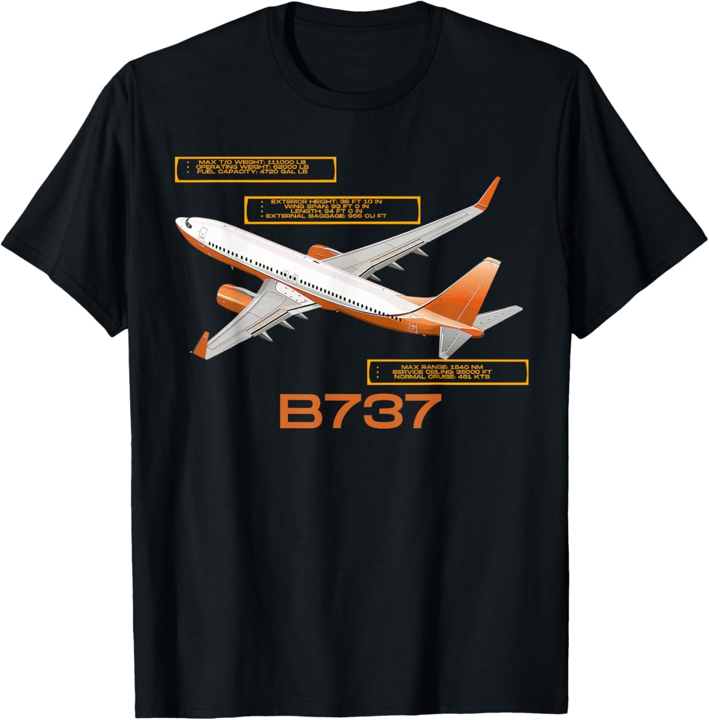 B737 Jet Airplane! Aviation Airplane T-Shirt - T-Shirt | Black