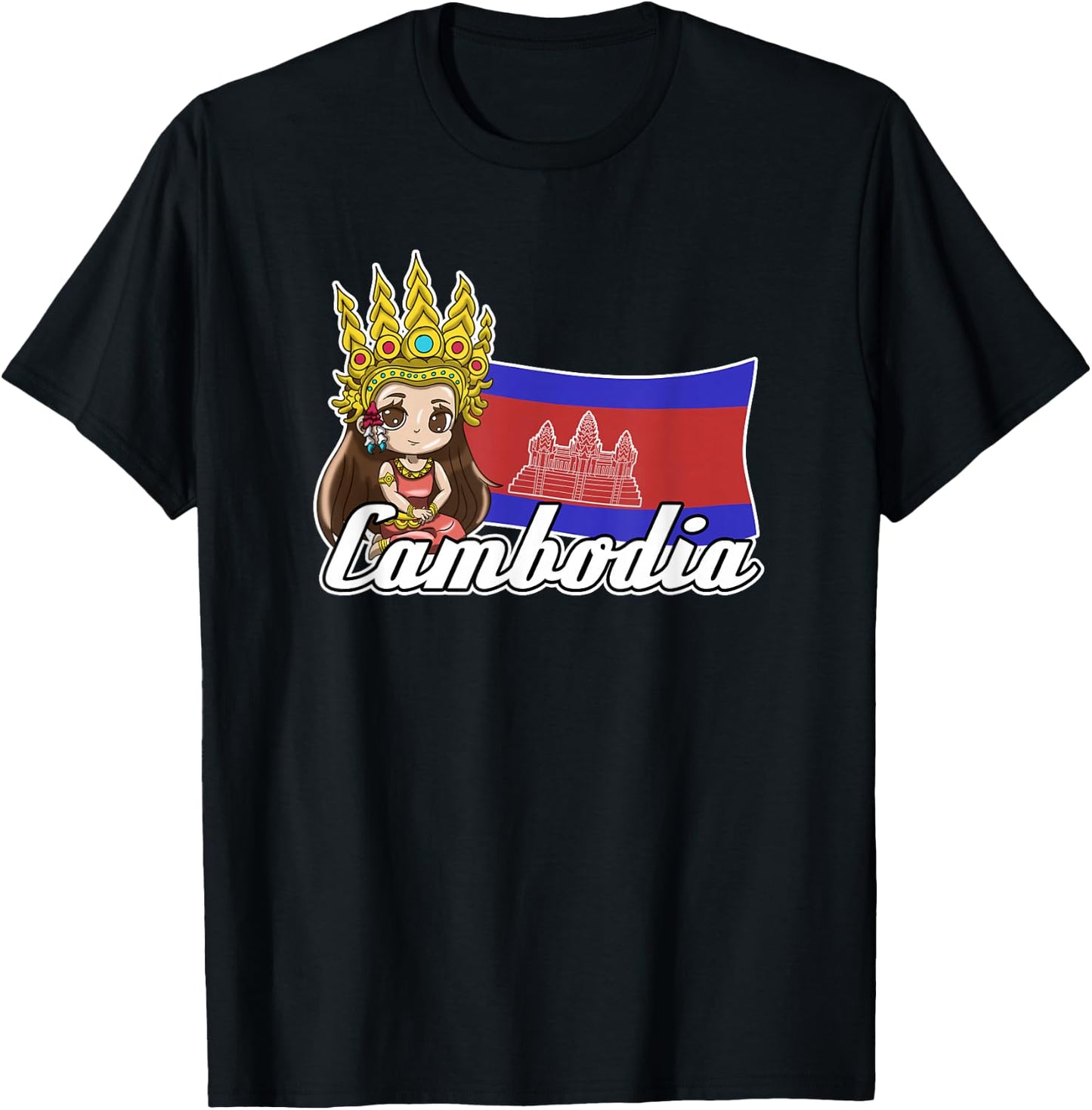Cambodia Cambodian Flag Day Khmer Apsara Girl T-Shirt - T-Shirt | Black