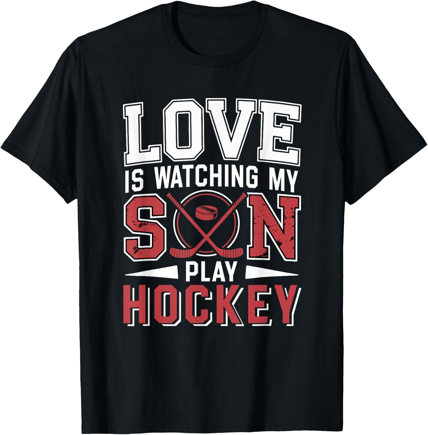 Love Watching My Son Play Hockey Funny Player Fan T-Shirt - T-Shirt | Black