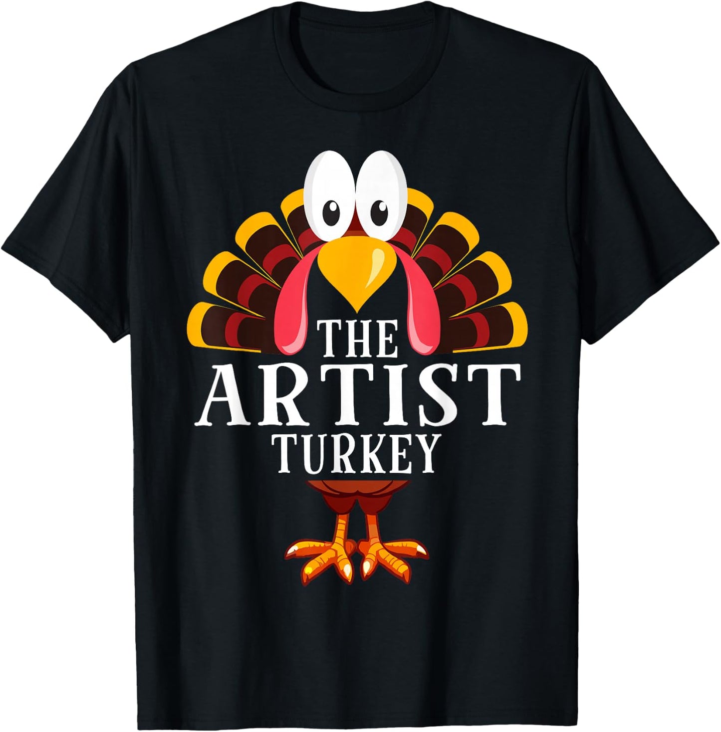 Thanksgiving The Artist Turkey Matching T-Shirt - T-Shirt | Black