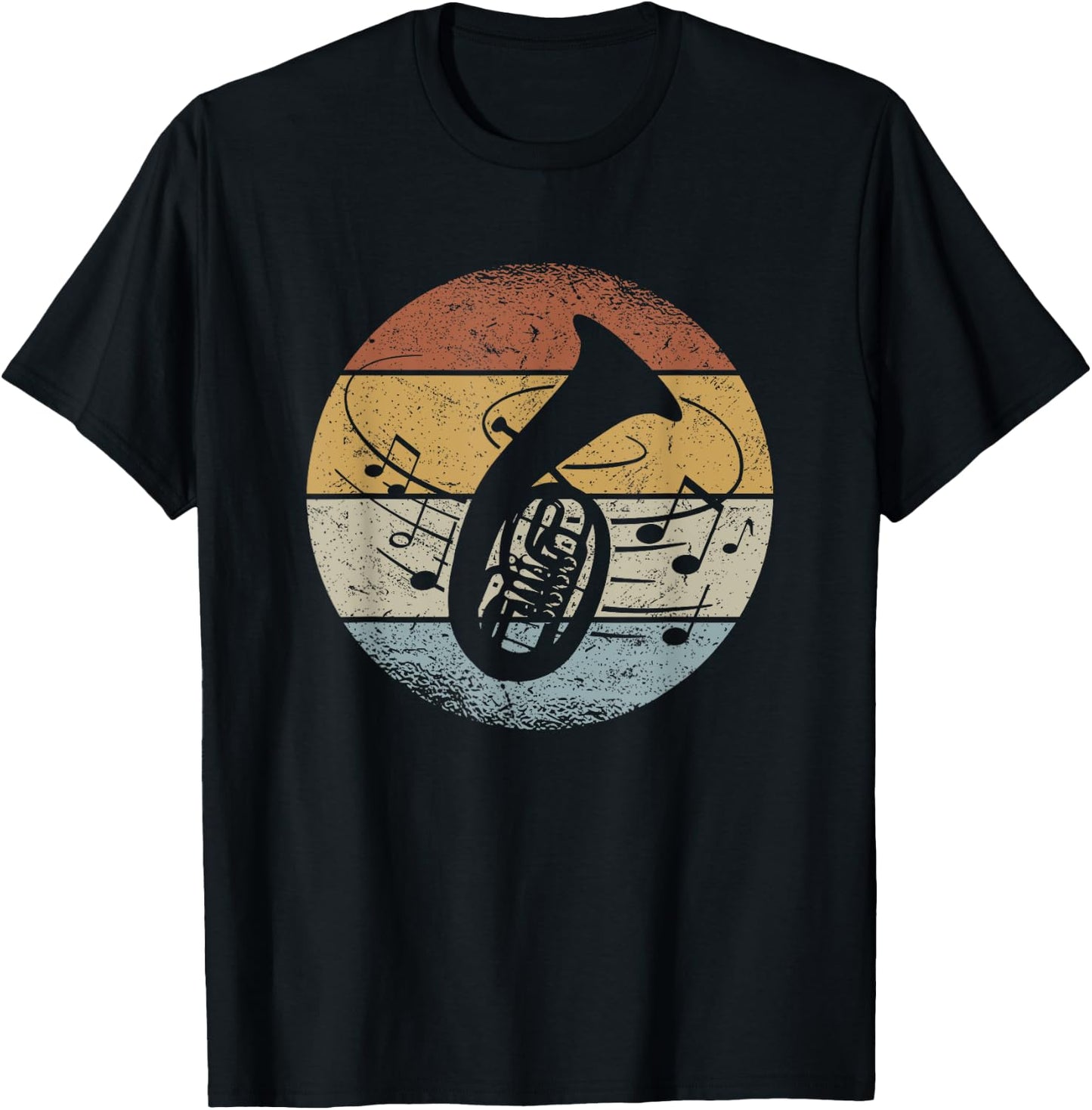 Tenor Hornist Orchestra Musician Notes Retro Tenor Horn , black, s T-Shirt - T-Shirt | Black