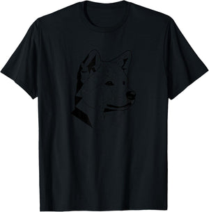 Geometric Line Art Akita Inu Akitas T-Shirt - T-Shirt | Black