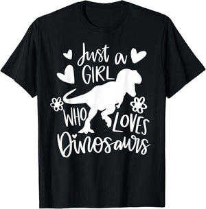 Just A Girl Who Loves Dinosaurs Funny Dinosaur T-rex T-Shirt - T-Shirt | Black