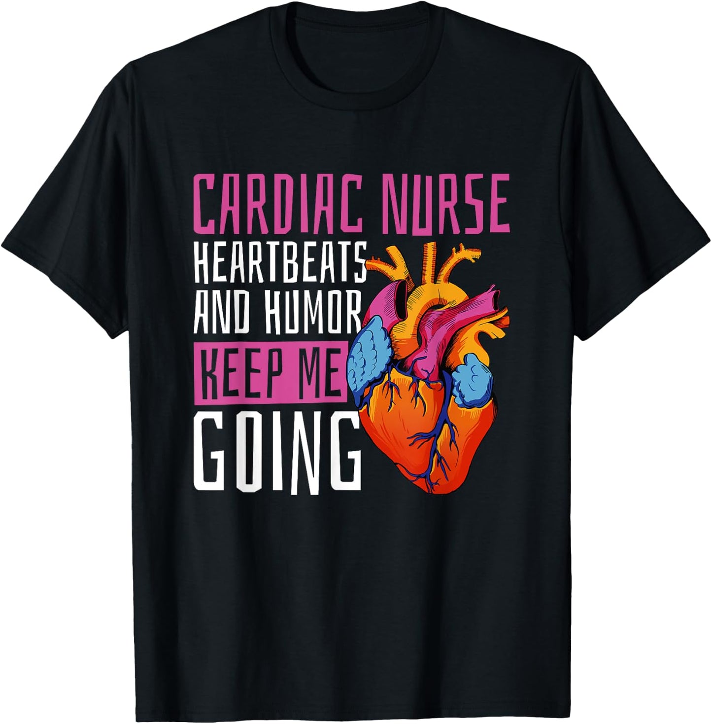 Cardiac Nurse Cardiology T-Shirt - T-Shirt | Black