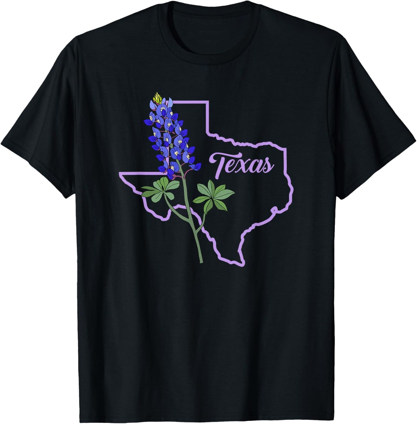 Texas Bluebonnet Flower T-Shirt - T-Shirt | Black