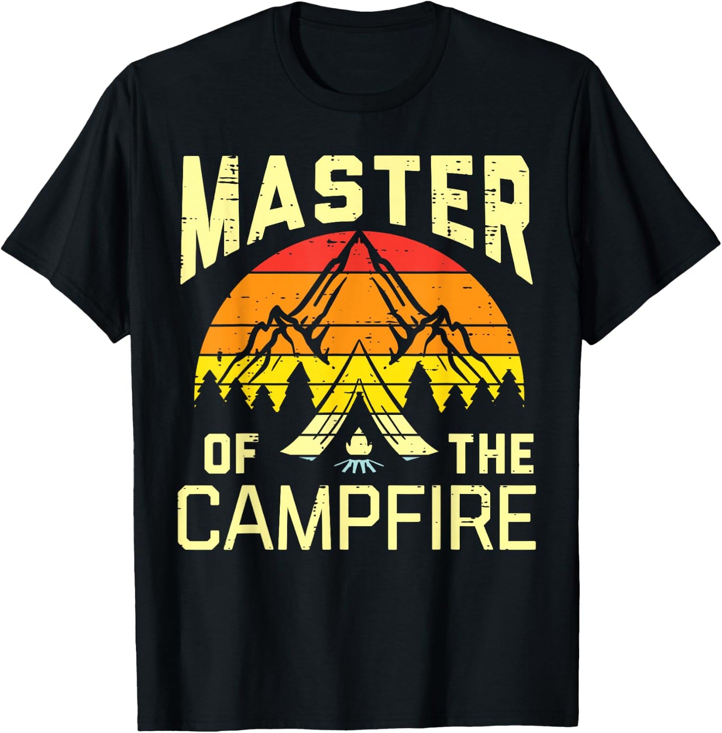 Master Of Campfire Camping Retro Camper Women Men Kids Girls T-Shirt - T-Shirt | Black